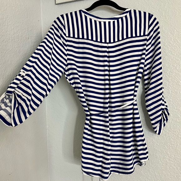 Motherhood Maternity Navy Blue Striped Blouse - Picture 8 of 11